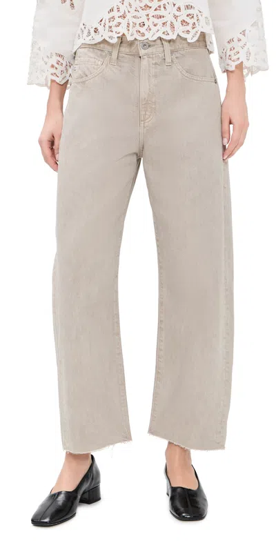 Ag Hattie Crop Jeans Sulfur Light Taupe In Grey