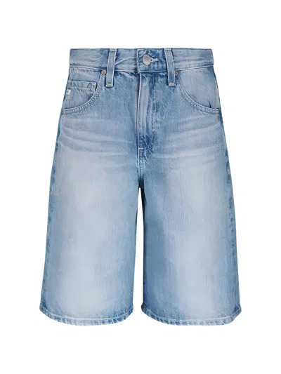 Ag Hattie Faded-effect Denim Shorts In Blue