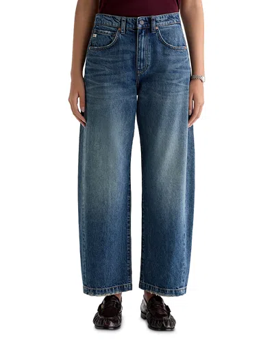 Ag Hattie High Rise Barrel Ankle Jeans In 10 Years Front Line In Blue