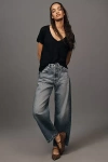 Ag Hattie High Waist Ankle Wide Barrel Leg Jeans In Blue