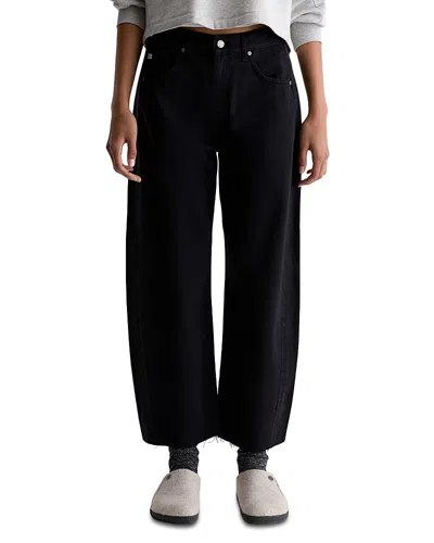 Ag Hattie High Rise Barrel Jeans In Super Black