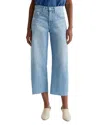 Ag Hattie Raw Hem High Waist Crop Barrel Leg Jeans In Sunrise