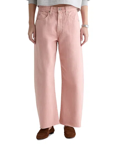 Ag Hattie High Rise Crop Barrel Leg Jeans In Sulfur Sparkling Rose In Pink