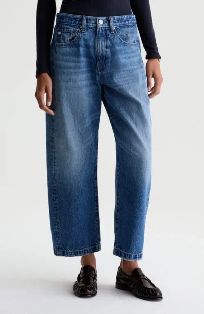 Ag Hattie High Waist Ankle Barrel Leg Jeans In Blue