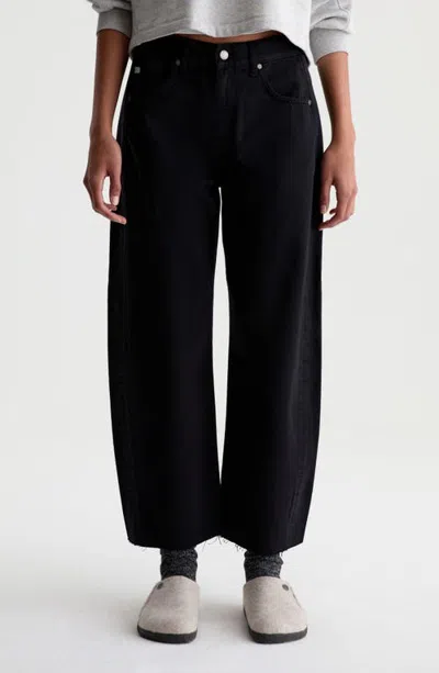 Ag Hattie High Waist Crop Wide Leg Jeans In Black