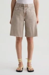 Ag Hattie High Waist Raw Hem Denim Barrel Shorts