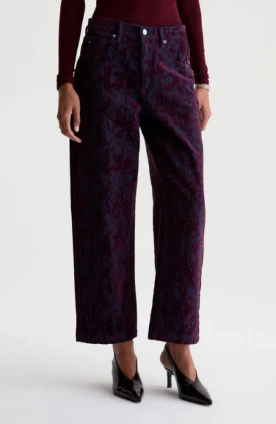 Ag Hattie Jacquard High Waist Crop Barrel Jeans In Jazz Berry