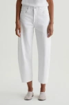 Ag Hattie Raw Hem High Waist Ankle Barrel Leg Jeans In Gallery White