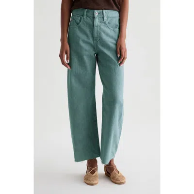 Ag Hattie Raw Hem High Waist Crop Barrel Jeans In Green