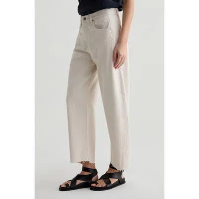 Ag Hattie Raw Hem High Waist Crop Barrel Jeans In White