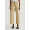 Ag Hattie Raw Hem High Waist Crop Barrel Jeans In Yellow