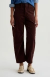 Ag Stella Low Slung Corduroy Palazzo Pants In Burgundy