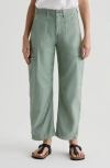 Ag Hazal Ankle Barrel Utility Twill Pants In Sulfur Matcha Latte