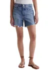 Ag Ex-boyfriend Raw Hem Mid Length Denim Shorts In Multi