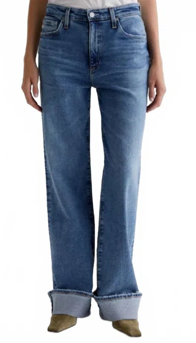 Ag High Rise Wide Leg Jeans In 18yatl In Blue