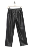 Ag High Waist Crop Straight Leg Faux Leather Pants In Black
