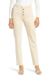 Ag High Waist Raw Hem Straight Leg Jeans In Moonwash Mongoose