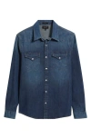 Ag Huston Classic Fit Western Denim Snap-up Shirt In Blue