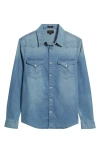 Ag Huston Classic Fit Western Denim Snap-up Shirt In Blue