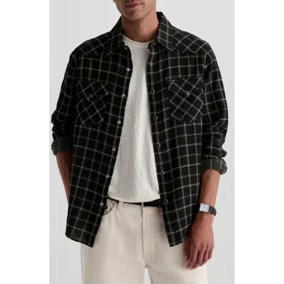 Ag Huston Plaid Cotton Western Shirt In Black