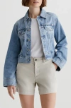 Ag Isa Shrunken Denim Trucker Jacket In Intuition
