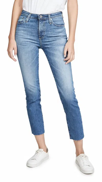 Ag Isabelle High Rise Straight Crop Jeans In 20 Year Duplicity In Blue