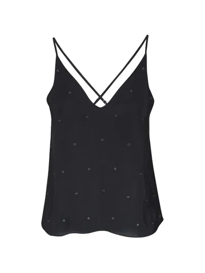 Ag Jada Eyelet-embellished Top In Black