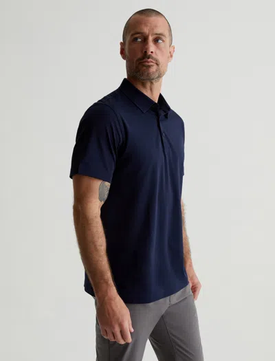 Ag Jeans Ace Active Performance Polo In Blue