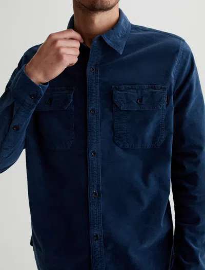 Ag Jeans Aiden Utility Corduroy Shirt In Blue