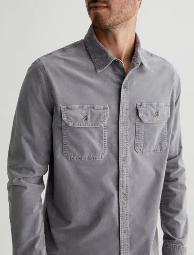 Ag Jeans Aiden Utility Corduroy Shirt In Grey