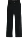 Ag Wide Leg Denim Trousers With Belt Loops In Black