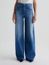 Ag Melinda Pleated Wide Leg Jeans In Blue