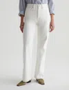 Ag Kora Wide Leg Raw Hem Jeans In Powder White In White