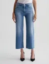 Ag Saige Raw Hem High Waist Ankle Wide Leg Jeans In Blue