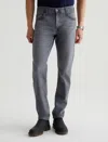 Ag Everett Sueded Stretch Sateen Slim Straight Leg Pants In Grey