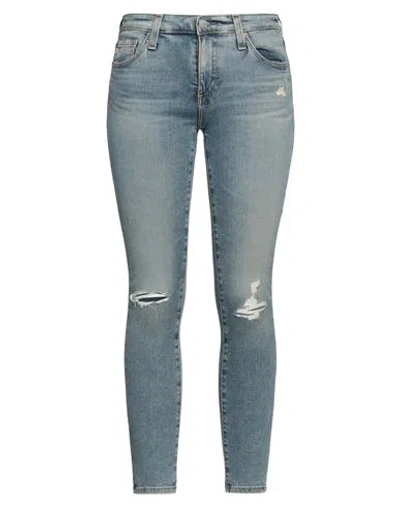 Ag Jeans Woman Jeans Blue Size 30 Cotton, Polyurethane