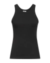 Ag Jeans Woman Tank Top Black Size L Cotton, Viscose, Elastane