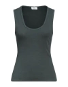 Ag Jeans Woman Tank Top Dark Green Size Xl Cotton, Viscose, Elastane In Green