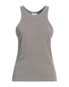 Ag Jeans Woman Tank Top Dove Grey Size L Cotton, Viscose, Elastane