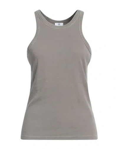 Ag Jeans Woman Tank Top Dove Grey Size L Cotton, Viscose, Elastane In Grey