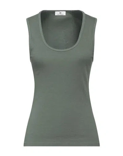 Ag Jeans Woman Tank Top Military Green Size M Cotton, Viscose, Elastane In Green