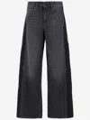 Ag Jeans Wide Fit Dark Grey Jeans With Five-pocket Design And Belt Loops In Multi