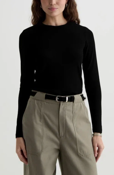 Ag Julia Rib Long Sleeve Top In Black