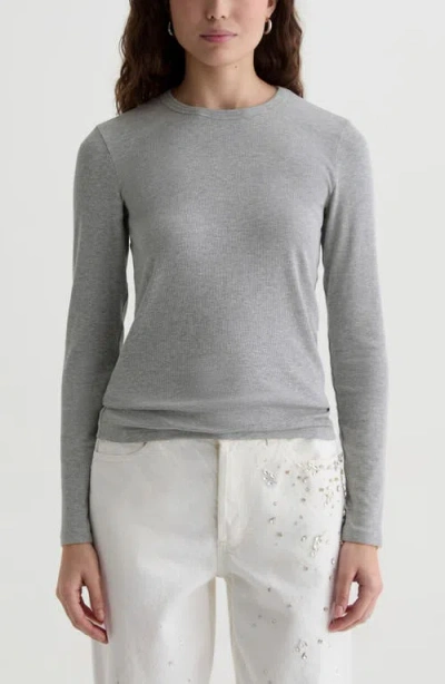 Ag Julia Rib Long Sleeve Top In Gray
