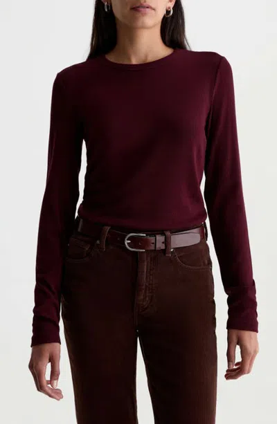 Ag Julia Rib Long Sleeve Top In Burgundy