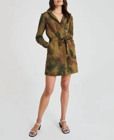 Ag Justine Dress In Watercolor Camo Dried Grass In Green