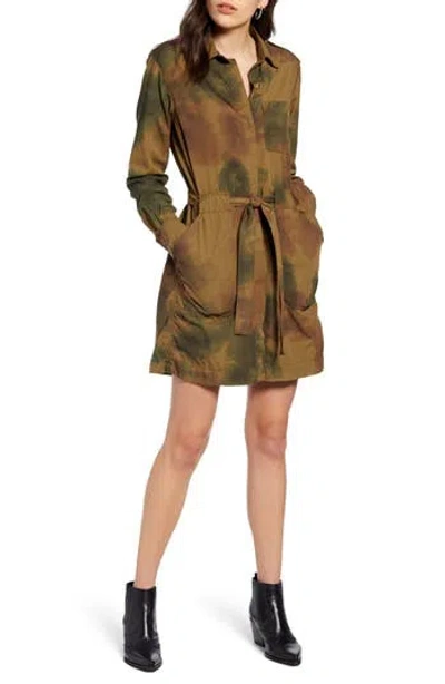 Ag Justine Watercolor Camo Long Sleeve Cotton Shirtdress In Multi