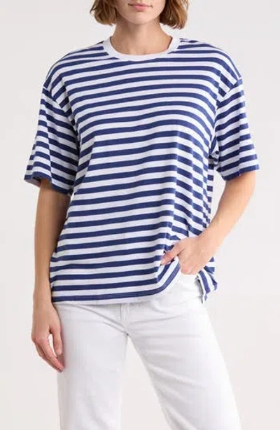 Ag Karter Stripe Cotton T-shirt In Blue
