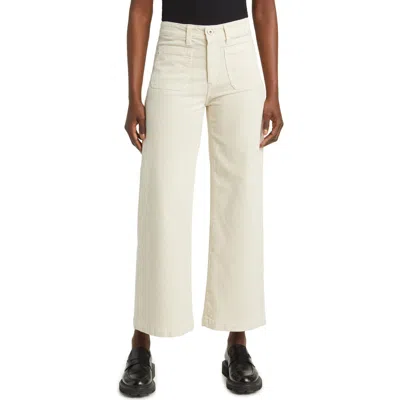 Ag Kassie Patch Pocket High Waist Ankle Wide Leg Corduroy Pants In White