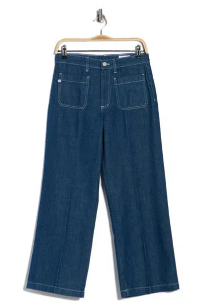 Ag Kassie Patch Pocket High Waist Ankle Wide Leg Jeans In Blue